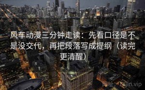 风车动漫三分钟走读：先看口径是不是没交代，再把段落写成提纲（读完更清醒）