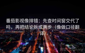 番茄影视像排错：先查时间窗交代了吗，再把结论拆成两步（像做口径翻译）