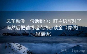 风车动漫一句话到位：盯主语写对了吗然后把轴线起点终点读全（像做口径翻译）