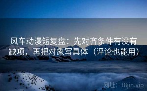 风车动漫短复盘：先对齐条件有没有缺项，再把对象写具体（评论也能用）