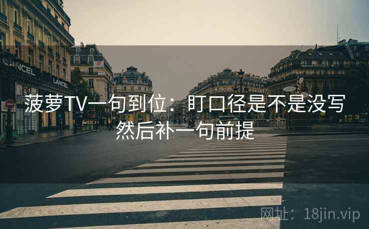 菠萝TV一句到位：盯口径是不是没写然后补一句前提